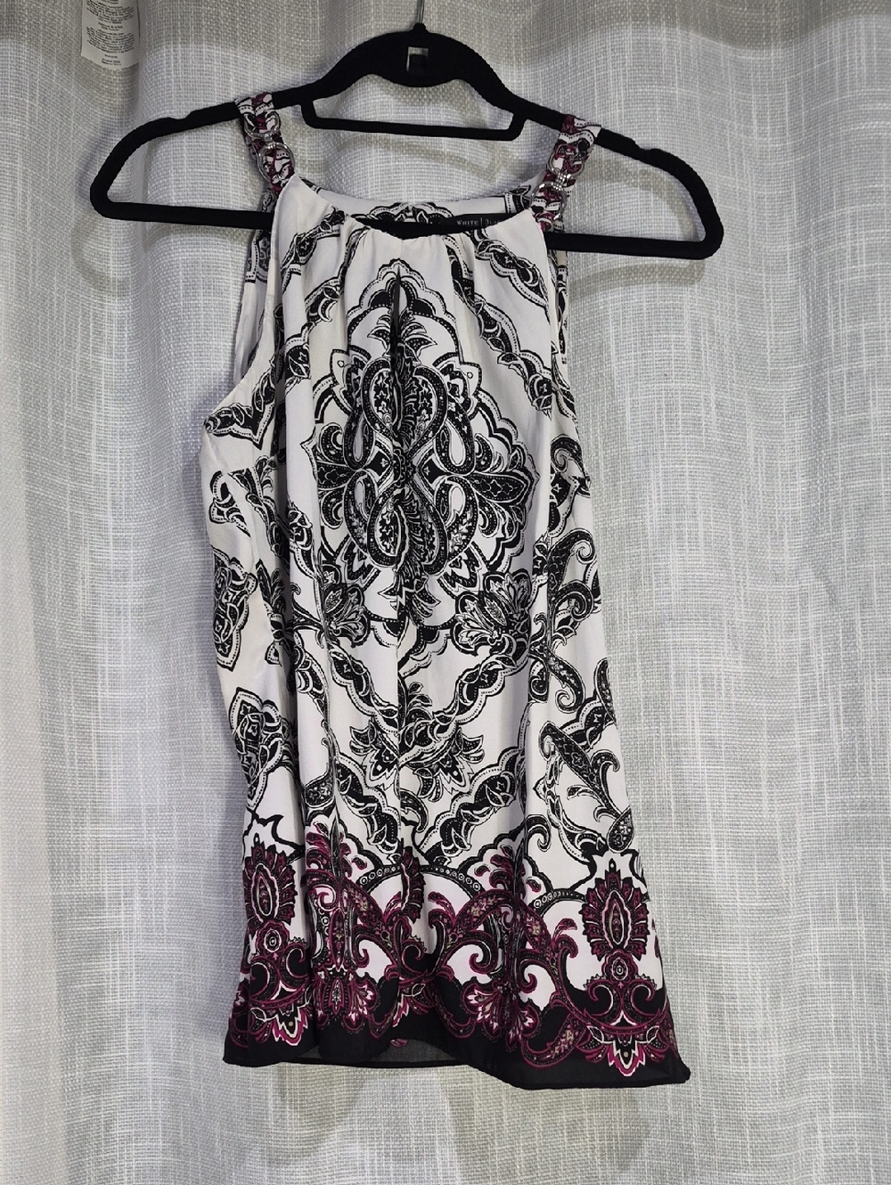 White House Black Market Halter Dressy Blouse Top with Silver Accents